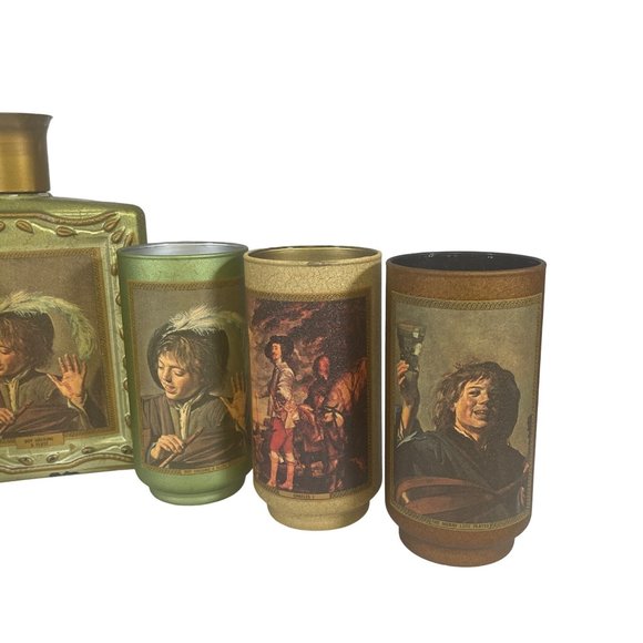 Vintage 1971 Beams Collectors Glass Set of Six 6 Plus Decanter Bottle - Picture 4 of 10